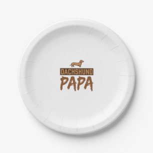 Dachshund Papa Vintage Engraving Dog Dad Design_1 Paper Plate