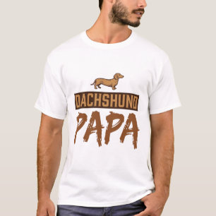 Dachshund Papa Vintage Engraving Dog Dad Design_1 T-Shirt
