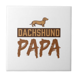 Dachshund Papa Vintage Engraving Dog Dad Design_1 Tile