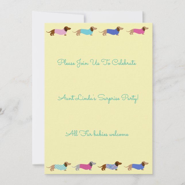 Dachshund Party Invitation (Front)