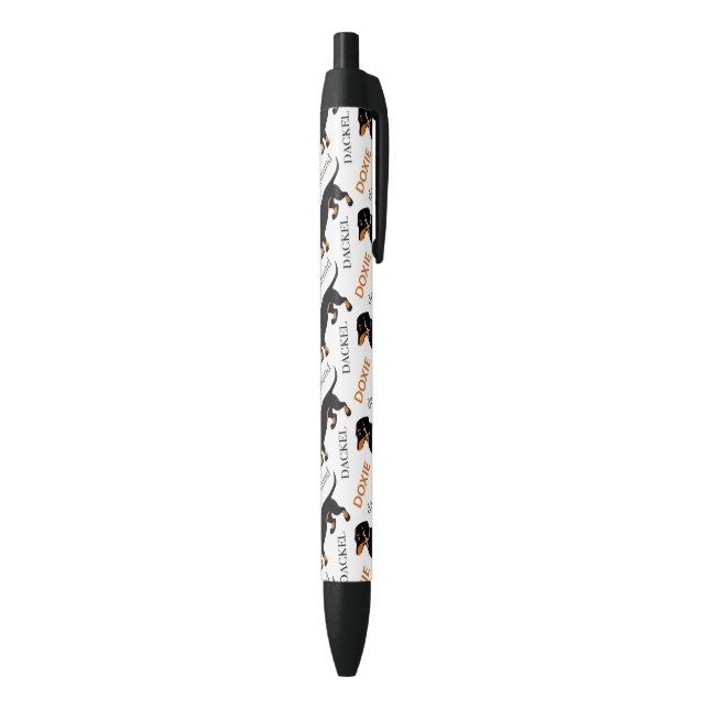 Dachshund Pattern Black Ink Pen (Bottom (Vertical))