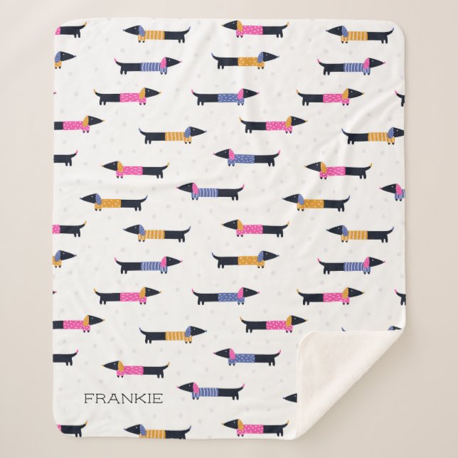 Dachshund Pattern Dog Lover Custom   Sherpa Blanket (Front)