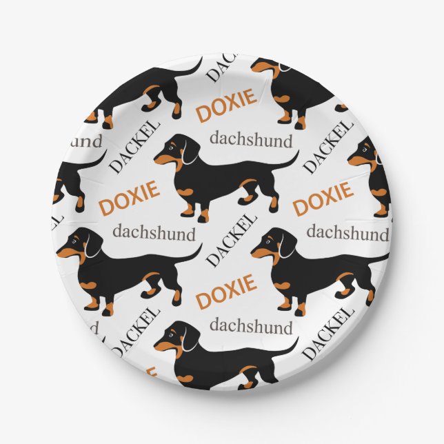 Dachshund Pattern Paper Plate (Front)