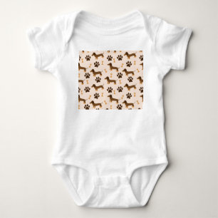 Dachshund Pattern: Vintage Print Design Baby Bodysuit