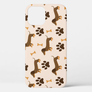Dachshund Pattern: Vintage Print Design iPhone 12 Case