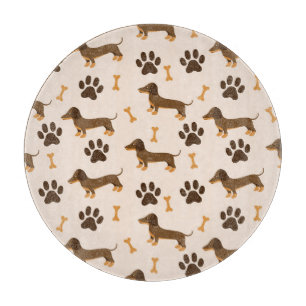 Dachshund Pattern: Vintage Print Design Cutting Board