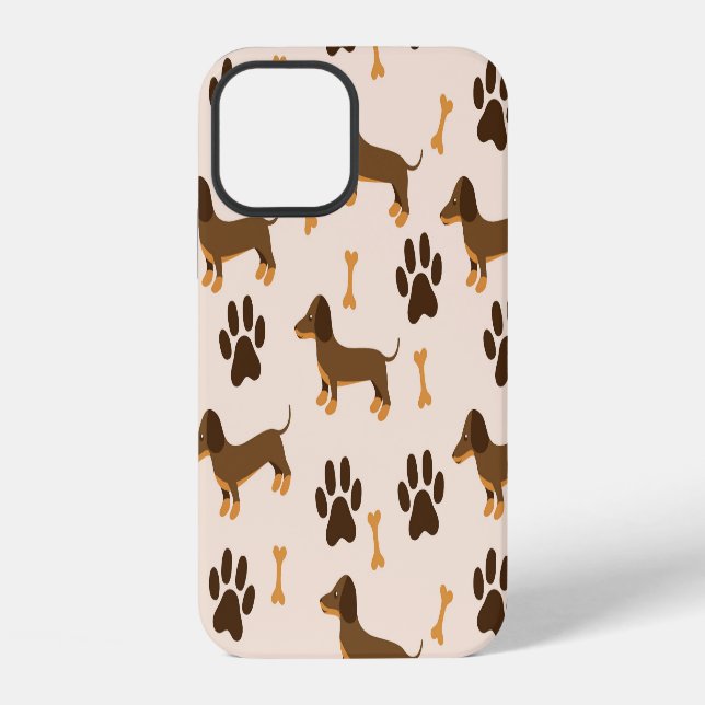 Dachshund Pattern: Vintage Print Design iPhone Case (Back)