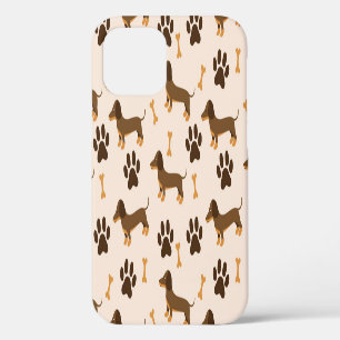 Dachshund Pattern: Vintage Print Design iPhone 12 Case