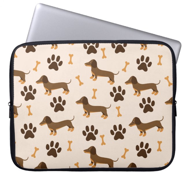 Dachshund Pattern: Vintage Print Design Laptop Sleeve (Front)