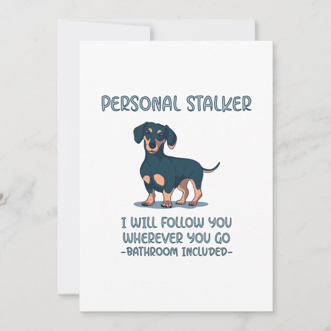 Dachshund Personal Stalker Thank You Card (Front)