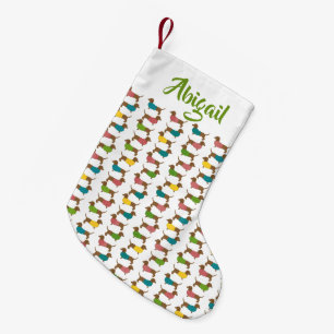 Dachshund Personalised Christmas (2 sided) Pattern Small Christmas Stocking