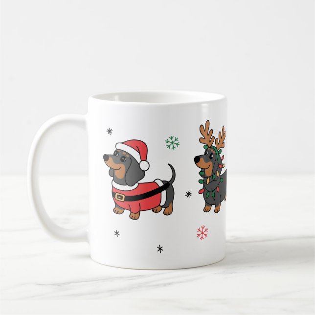 Dachshund Pet Dog Christmas  Coffee Mug (Left)