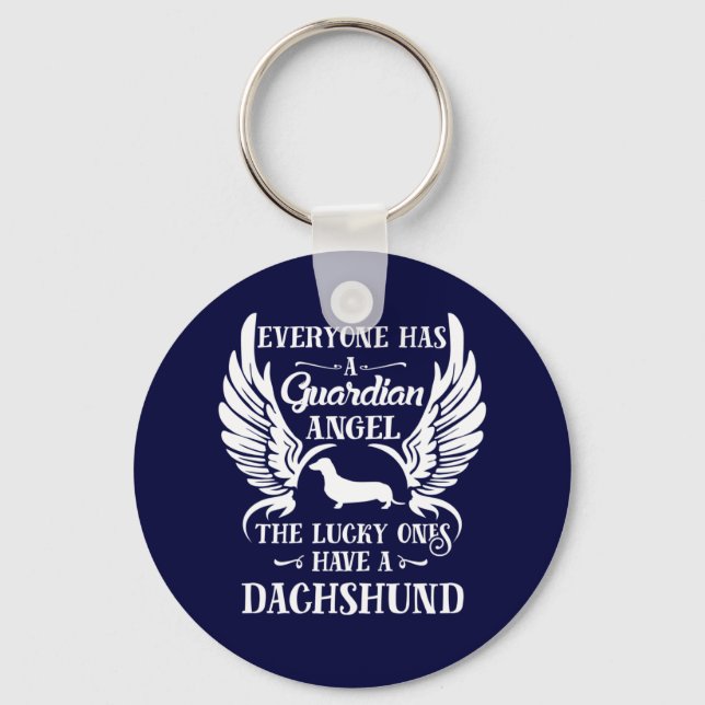 Dachshund pet dog guardian angel key ring (Front)