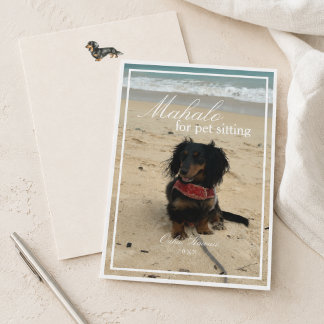 Dachshund Photo Mahalo for Pet Sitting Thank You Card