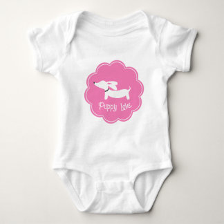 Dachshund Pink Girlie Puppy Love  Baby Bodysuit