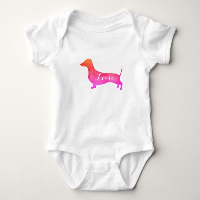 Dachshund Pink Love Baby Bodysuit (Front)