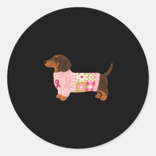 Dachshund pink ribbon breast cancer awareness  classic round sticker
