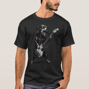Dachshund Playing Electric Guitar T-Shirt