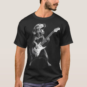 Dachshund Playing Guitar Rock Star Rock  Roll Men  T-Shirt