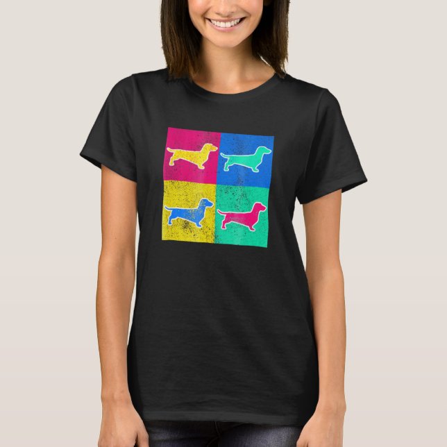 Dachshund Pop Art Cool Dog Artwork T-Shirt (Front)