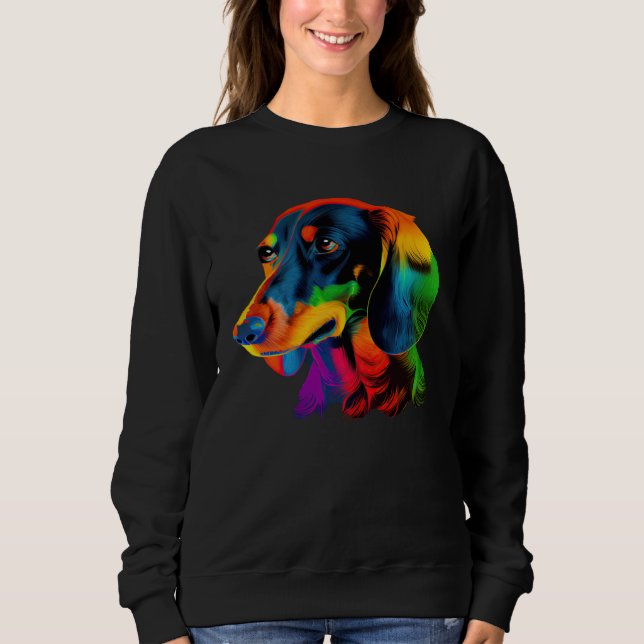 Dachshund Pop Colorful  Dachshund Sweatshirt (Front)