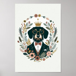 Dachshund Portrait Folk Art Poster