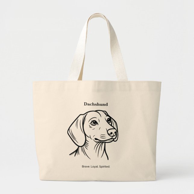 Dachshund Portrait Large Tote Bag (Front)