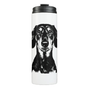 Dachshund Portrait  Minimalist Apparel Thermal Tumbler