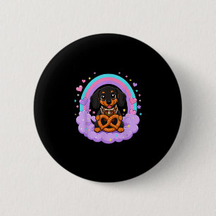 Dachshund pretzel lederhosen 6 cm round badge