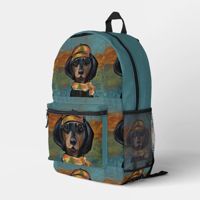 Dachshund  printed backpack (Back Corner Right)
