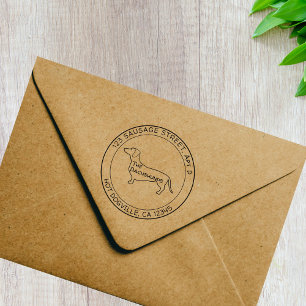 Dachshund Profile Round Return Address Rubber Stamp
