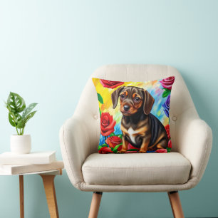 Dachshund Pug Puppy Dog Colourful Pillow