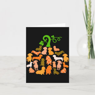 Dachshund Pumpkin Shape Plaid Leopard Dog Autumn H Card