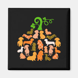 Dachshund Pumpkin Shape Plaid Leopard Dog Autumn H Magnet