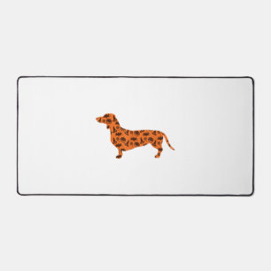 Dachshund Pumpkin Witch Bat Funny Spooky Halloween Desk Mat
