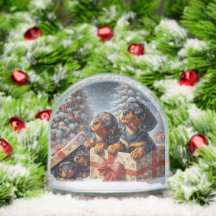 Dachshund Puppies Personalised Snow Globe