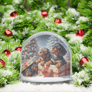 Dachshund Puppies Personalized Snow Globe