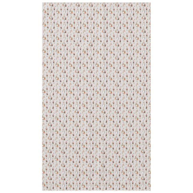 Dachshund Puppies: Santa Hats, Holly, and Snowmen Tablecloth (Front)