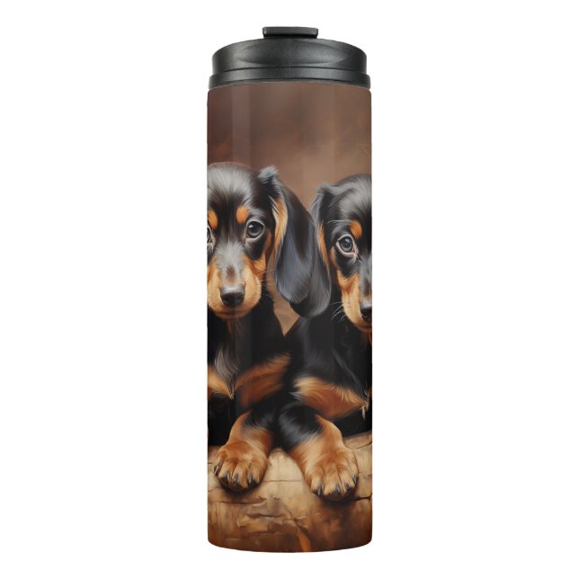 Dachshund puppies thermal tumbler (Front)