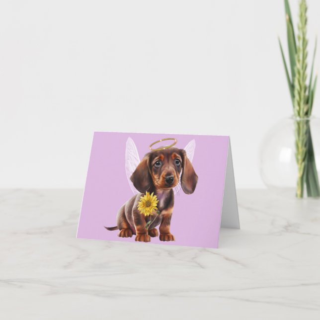 Dachshund Puppy Angel Greeting Card Any Occasion (Front)