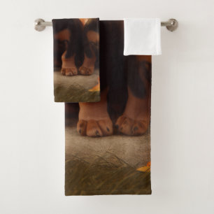 Dachshund Puppy Autumn Delight Pumpkin Bath Towel Set