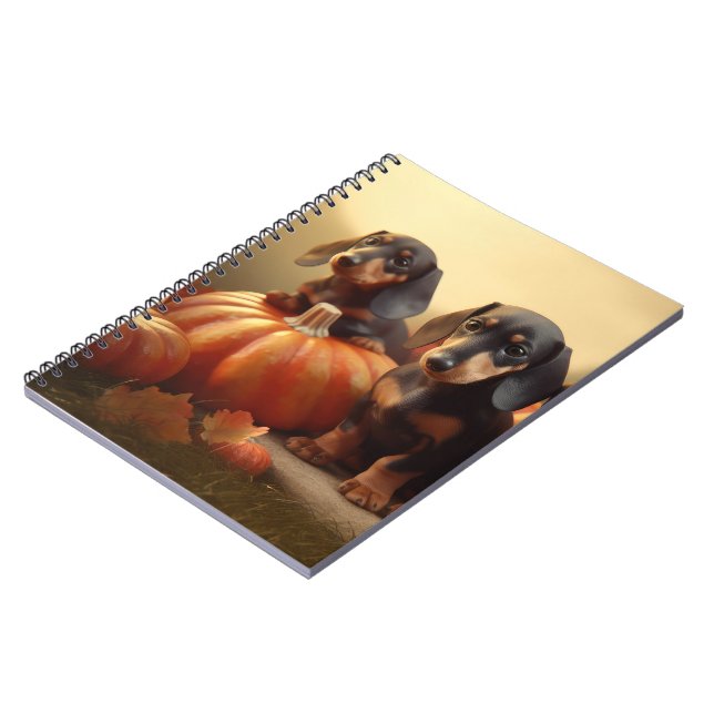 Dachshund Puppy Autumn Delight Pumpkin Notebook (Left Side)