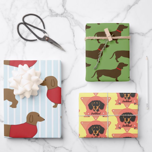 Dachshund Puppy Dog Lovers - Doxie Wrapping Paper Sheet (Front)