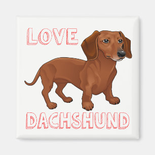 Dachshund Puppy Dog Red Love Magnet