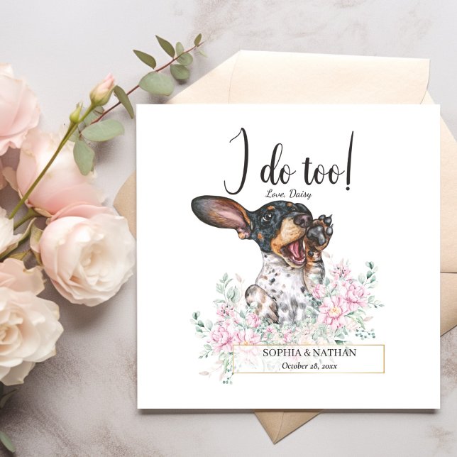 Dachshund Puppy Dog Wedding Cocktail Napkins (Creator Uploaded)