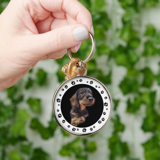 Dachshund Puppy Photo Keychain (Hand)