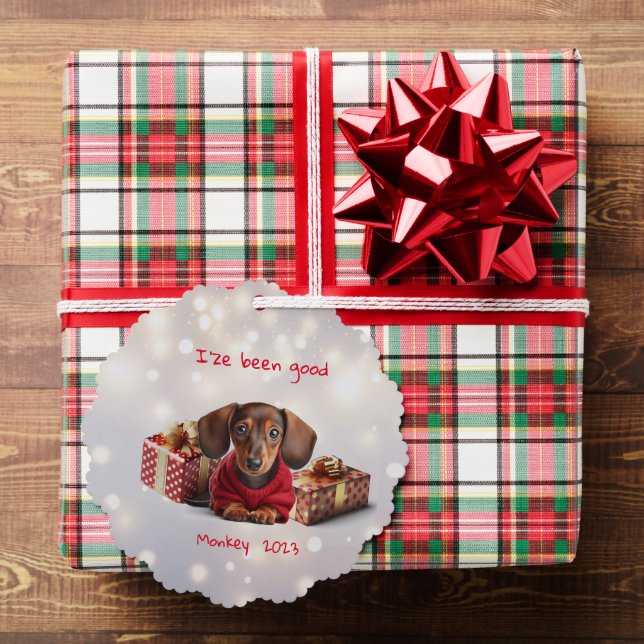 Dachshund Puppy Tree Decoration Card (Insitu (Gift))