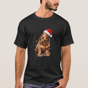 Dachshund Puppy Wearing Santa Hat Funny Dog Lovers T-Shirt