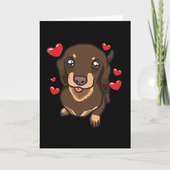 Dachshund Puppy with hearts Card (Front)
