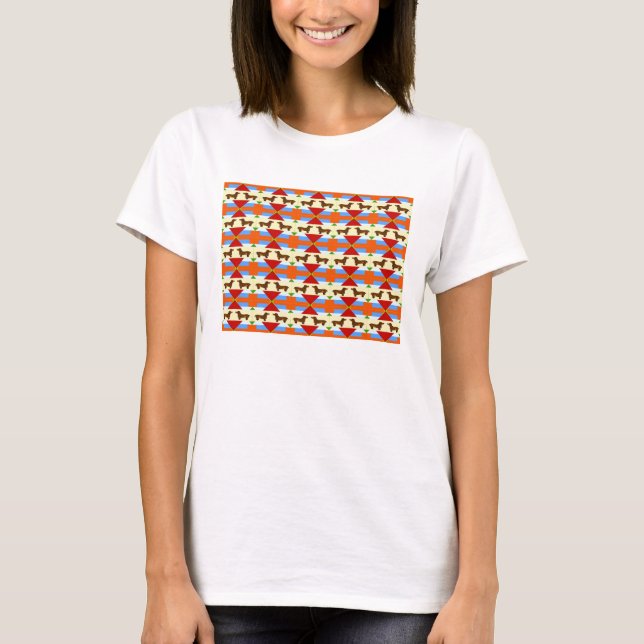 Dachshund Quilt Rectangle T-Shirt (Front)